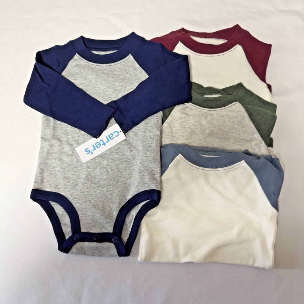 Carter's Baby 4-Piece Long-Sleeve Raglan Bodysuits 9 Months